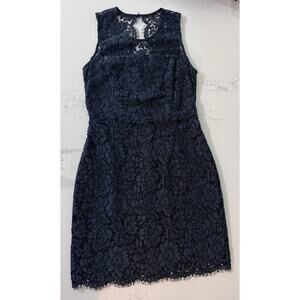 Banana Republic Dress Lace Overlay Sleeveless Zip Up Women’s Size 4 Navy Black